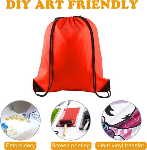 Miniatura 4 de KUUQA 40 bolsas de mochila con cordón, bolsas de almacenamiento para escuela, gimnasio, viajes, Rojo -, Classic