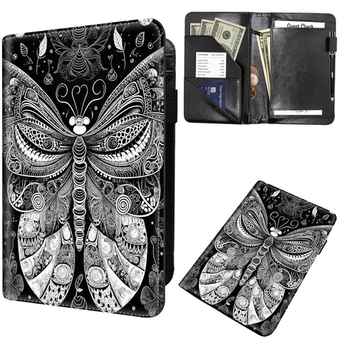 Miniatura 35 de Libros de mesero para camarera, cartera de cuero para camarero con cremallera, soporte para recibos, para camarero, camarero, accesorios
