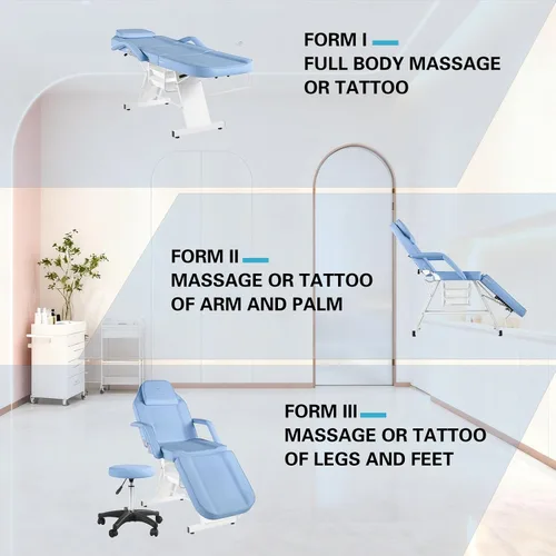 Miniatura 8 de Silla Facial Mesa de Masaje 73 pulgadas 3 Secciones Cama de Masaje Multiusos Mesa de Tatuaje Profesional Equipo de Salón Spa para Spa Facial Spa