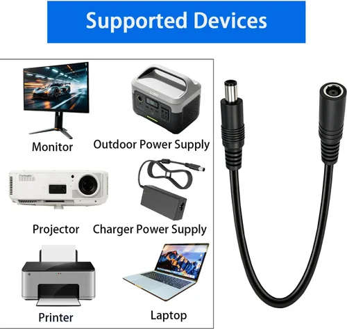 Miniatura 4 de Cable de extensión de alimentación CC de 0.291 in x 0.197 in, cable de extensión macho a hembra de 16 AWG para laptop, adaptador de fuente