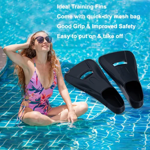 Miniatura 5 de Aletas de natación para adultos, aletas de entrenamiento de natación para natación de vueltas en piscina, cómodas aletas de silicona con bolsillo