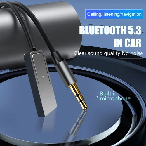 Miniatura 3 de Adaptador auxiliar Bluetooth Bluetooth 5.3 para automóvil, adaptador auxiliar Bluetooth 5.3 con conector de audio de 0.138 in con entrada