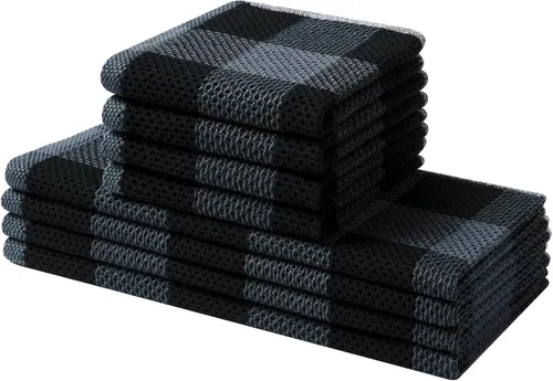 Miniatura 38 de Mordimy Toallas de cocina 100% algodón con tejido de gofre, 13 x 28 pulgadas, paños de cocina súper suaves y absorbentes para secar platos, paquete