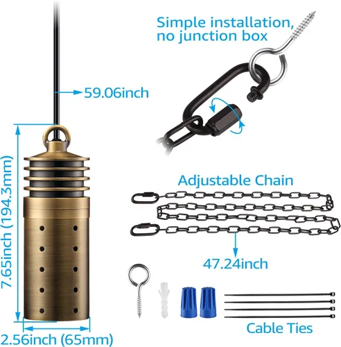 Miniatura 6 de LEONLITE Luces LED de paisaje de bajo voltaje, luz colgante de paisaje de 12 V, certificación UL, luces colgantes para exteriores, para árbol, Latón