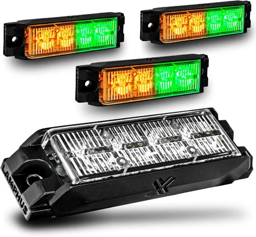 Miniatura 68 de LAMPHUS NanoFlare - Luz de advertencia estroboscópica de 5 pulgadas y 6 W, color blanco ámbar, luz de advertencia estroboscópica para parrilla