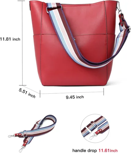 Miniatura 52 de BROMEN Bolsa Hobo para mujer, diseñada con cuero vegano, de hombro, bandolera