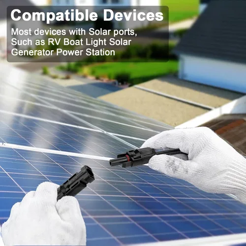 Miniatura 5 de iGreely - Cable de extensión solar de 10 pies y 10 AWG con conector macho y hembra de panel solar, adaptador de panel solar