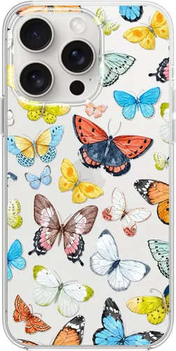 Miniatura 9 de Blingy's Funda para iPhone 15 Pro, lindo estilo de gato con patrón de flor de cerezo divertido diseño de animales de dibujos animados, funda Gato