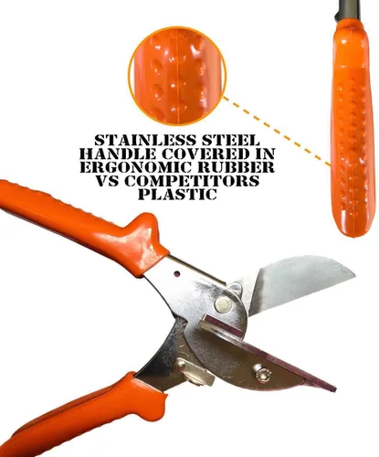 Miniatura 4 de Cortador de inglete multiángulo + Cuchilla de repuesto Tijeras de mano herramienta multiusos Corte de 45-135 grados Acero inoxidable, mango