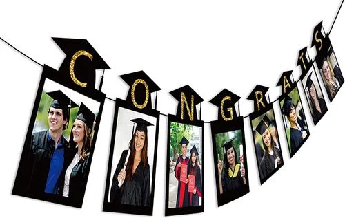 3 piezas adornos para la foto de la graduación 2021 – Felicidades graduado; Nos sentimos orgullosos de ti; guirnalda de Clase 2021; Decoraciones