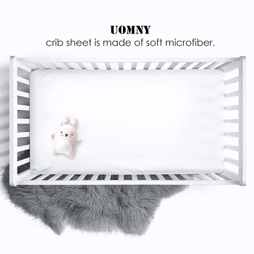 Miniatura 3 de UOMNY Sábana de Cuna Blanca Sábanas Ajustables para Cuna Sábana de Bebé para Colchones Estándar de Cuna y Niños Pequeños Sábana de Ropa de Cama