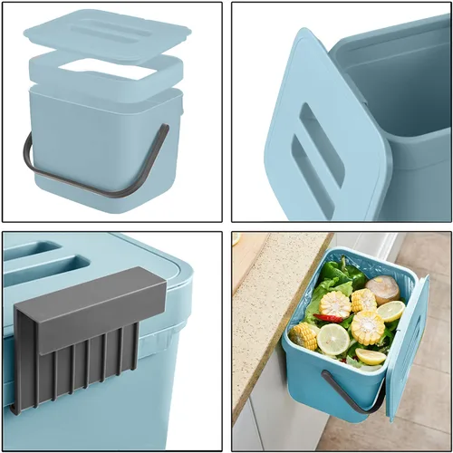 Miniatura 5 de LALASTAR Cubo de Compost de Cocina, Cubo de Basura Colgante con Tapa para Puerta de Armario de Cocina, Debajo del Fregadero, Cubo de Basura Montado