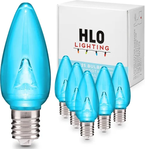 HLO Lighting Luces de Navidad C9 suaves | Bombillas LED turquesa para decoración de Navidad interior y exterior | Juego de 25