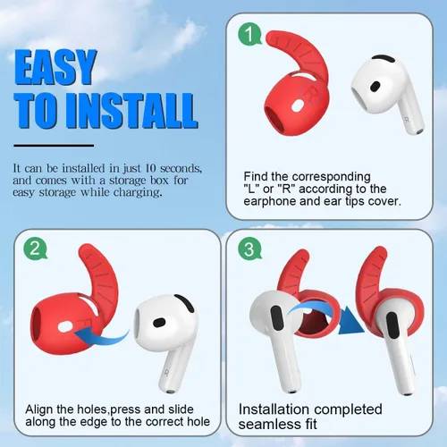 Miniatura 6 de 5 pares de ganchos para las orejas para auriculares AirPods 4, funda deportiva antideslizante para las orejas AirPod 4, silicona suave, accesorios