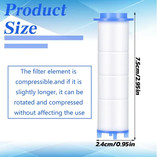 Miniatura 2 de 10 piezas de repuesto de filtro de cabezal de ducha, 2.95 x 0.94 pulgadas, filtros de cabezal de ducha de algodón PP, elementos de filtración