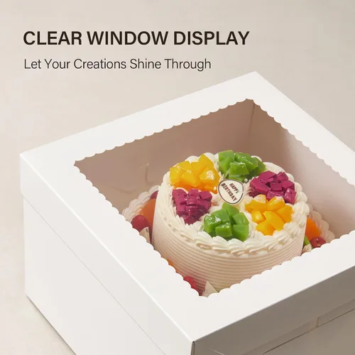 Miniatura 2 de Kootek 10 cajas para tartas, caja de pastel de 12 x 12 x 8 pulgadas de alto con ventana, cajas blancas de panadería, cajas grandes para hornear