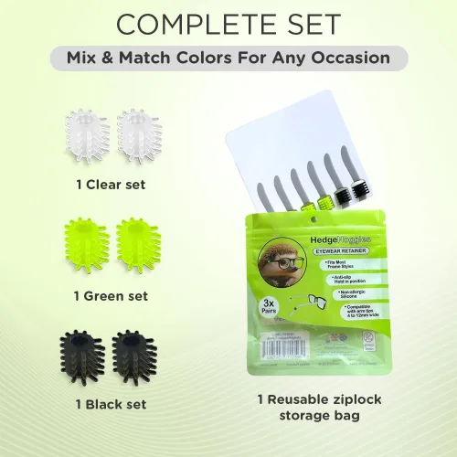 Miniatura 4 de Agarres para orejas de gafas HedgeHoggles - Agarres ajustables de silicona antideslizantes para gafas - Retenedores de gafas no deslizantes