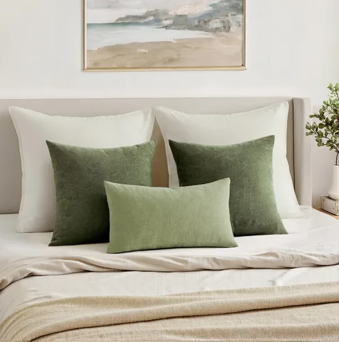 Miniatura 7 de MIULEE Juego de 2 fundas de almohada cuadradas decorativas de felpilla suave de 20 x 20 pulgadas para sofá, sala de estar y cama de color verde oliva