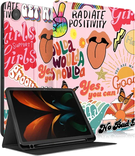 Miniatura 7 de Uppuppy Funda para Samsung Galaxy Tab A8 de 10.5 pulgadas para niños, niñas, folio para mujeres, diseño floral femenino, bonita, adolescente