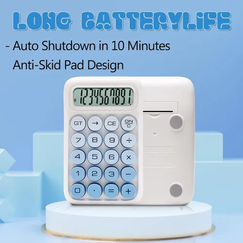 Miniatura 2 de Calculadora de Interruptor Mecánico, 10 Dígitos, Gran Pantalla LCD, Púrpura, Teclas Grandes, Estética