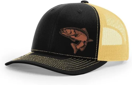 Miniatura 39 de Sombrero de pesca de trucha con parche de cuero grabado láser Richardson 112 Snapback Trucker Cap