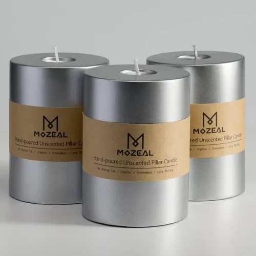 Miniatura 88 de MOZEAL Velas grandes sin perfume vertidas a mano de 3 x 8 pulgadas, sin humo, juego de 2, combustión lenta, sin goteo, aproximadamente 150 horas