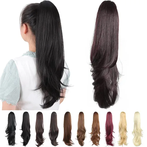 Miniatura 239 de Extensiones de cola de caballo de cabello rubio, extensiones de cola de caballo para mujer, pinza de extensiones de cabello rizado de 12 pulgadas