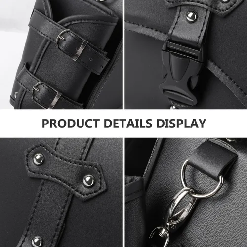 Miniatura 3 de Homoyoyo Bolsa de brazo oscilante, basculante para motocicletas, basculante de motocicleta con soporte para botella de agua, cuero sintético negro
