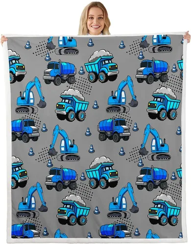 Miniatura 11 de Erosebridal Manta de forro polar con diseño de camiones y excavadoras, de 40 x 50 pulgadas, color amarillo, para niños, niños, adolescentes