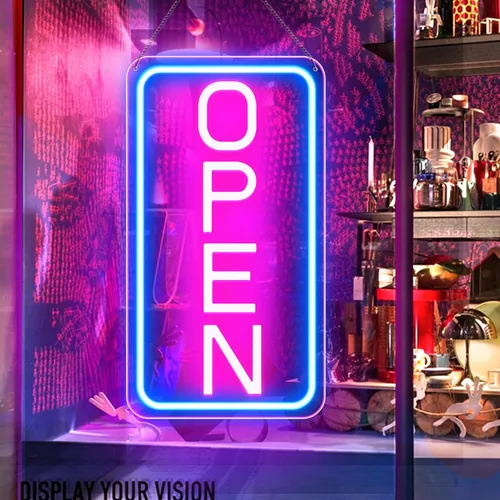 Miniatura 14 de Letreros de 'Abierto' para Ventana de Negocio, Letrero de Neón 'Abierto' de 16" x 9", Letrero LED 'Abierto' con Chip COB Brillante con Interruptor