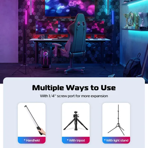 Miniatura 7 de Varita de luz LED RGB Ulanzi VL119, varita de video RGB de 360° para fotografía, luz cúbica recargable incorporada de 2600mAh, luz de cámara