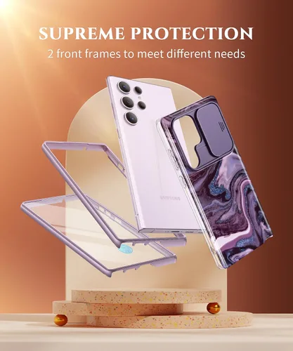 Miniatura 5 de GVIEWIN para Samsung Galaxy S23 Ultra Funda con cubierta deslizante para cámara, [Protector de pantalla incorporado] [2 Marcos frontales] Funda