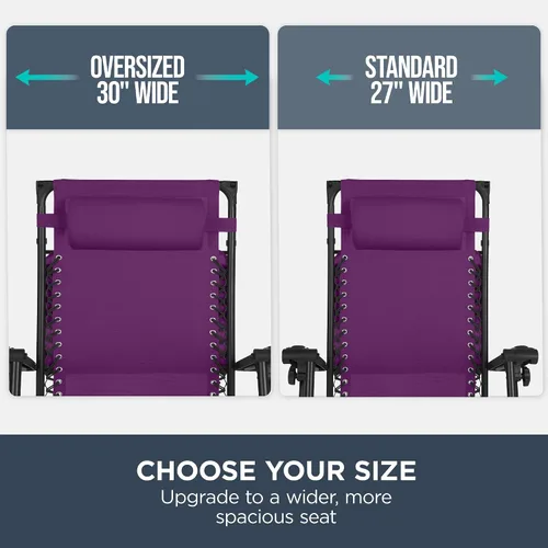 Miniatura 4 de Best Choice Products Sillón reclinable de 30 pulgadas de ancho con gravedad cero para exteriores, con toldo ajustable, reposacabezas, bandeja