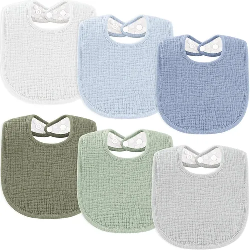 Miniatura 11 de Susurration Baberos de muselina para bebé, paquete de 6 baberos de algodón para bebé, baberos suaves ajustables para babeo unisex para niños y niñas