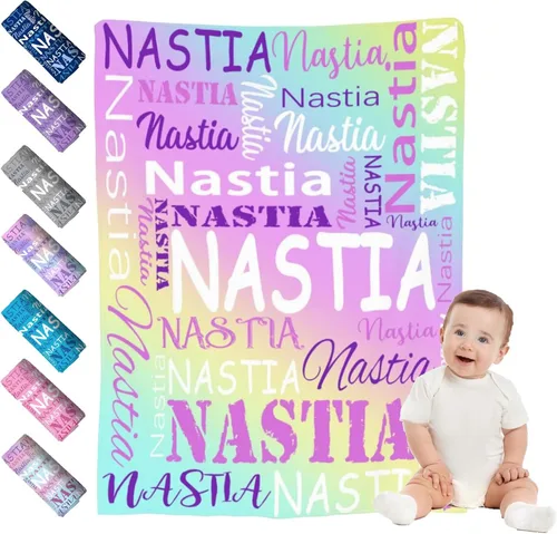 Miniatura 18 de Mantas de bebé personalizadas para niño y niña, manta de bebé personalizada con nombre para niños y adultos, mantas suaves personalizadas