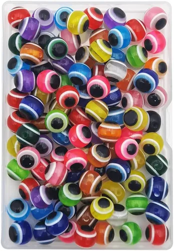 Miniatura 7 de INSPIRELLE 300 cuentas redondas de resina turca de ojo turco de 0.236 pulgadas de color mixto para joyería, pulseras y manualidades