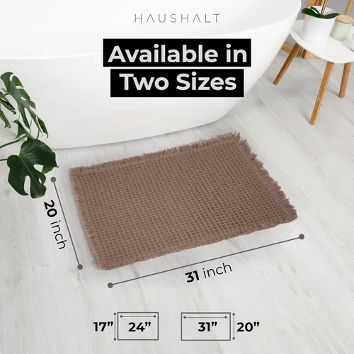 Miniatura 2 de Tapete de baño con tejido gofre, tapete de ducha, textura de punto tejido antideslizante, tapete de baño neutro de 20 x 31 pulgadas, lavable a Marrón