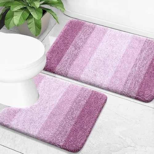 Miniatura 43 de OLANLY Juego de 2 alfombras de baño de microfibra suave y absorbente, antideslizantes, se pueden lavar y secar a máquina, alfombras de baño peludas