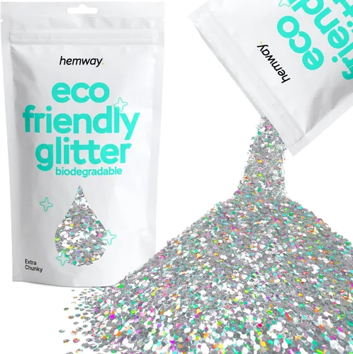 Purpurina biodegradable, holográfica plateada, 3.5 onzas, respetuosa con el medio ambiente, extra gruesa, bioecológica, vegana para festivales,
