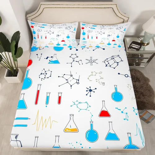 Miniatura 16 de Juego de ropa de cama ajustable con fórmula informática para niños y niños, diseño de geometría de acuarela, números, fórmula matemática, juego