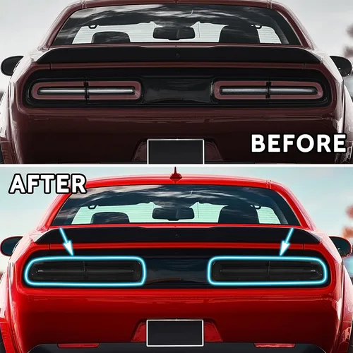 Miniatura 5 de Cubierta de luz trasera para Dodge Challenger 2015-2023, cubiertas de lámpara de luz trasera, decoración para accesorios Dodge Challenger 2015-2023