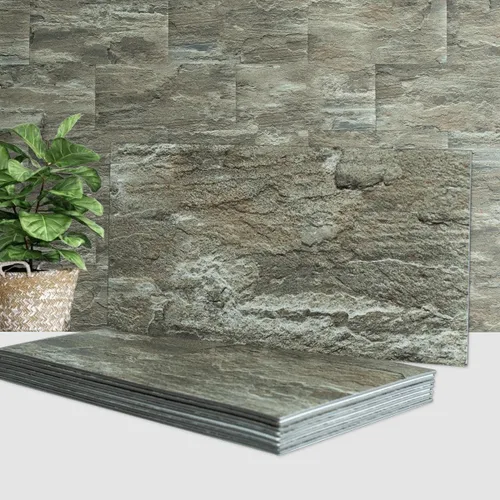 Miniatura 25 de AULIGET 2 piezas de azulejos de pared para salpicaduras de cocina, 6 x 12 pulgadas, pizarra gris y beige de PVC de piedra sintética