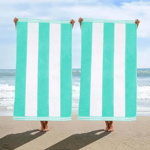 Miniatura 25 de Superior Juego de toallas de playa de algodón de gran tamaño de 4 piezas, toallas absorbentes para baño, playa, piscina, natación, adultos, niños