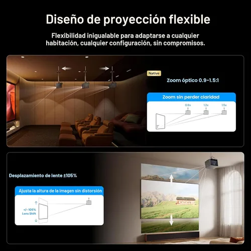 Miniatura 6 de Valerion Proyector láser VisionMaster Max 4K, 3500 lúmenes ISO, anti-RBE, reducción de motas, nivel negro insignia, zoom óptico 0.9–1.5:1, 300