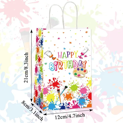 Miniatura 3 de gisgfim 12 bolsas de arte de pintura prémium con temática artística de cumpleaños, bolsas de golosinas, suministros de regalo, bolsas de regalo