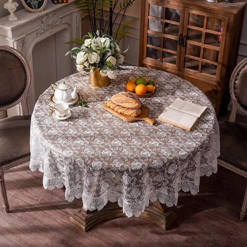 Miniatura 9 de ARTABLE Mantel rectangular pequeño de encaje de macramé, mantel vintage bordado oblongo, para banquete de boda, vacaciones, mesas largas de comedor