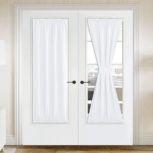 Miniatura 52 de NICETOWN Cortinas opacas unicolor con aislamiento térmico para puerta francesa, granja, oscurecimiento de habitación, puertas y ventanas de Marrón