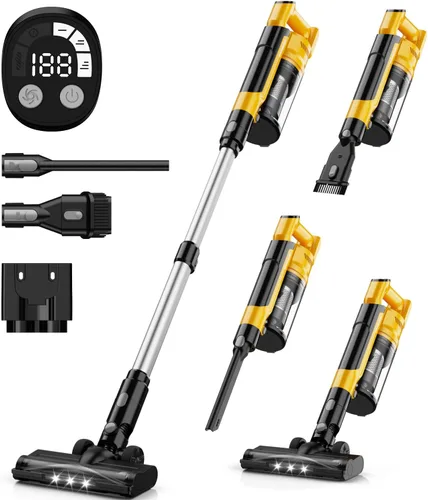 Aspiradora inalámbrica de 350 W para batería Dewalt, aspiradora ligera sin escobillas de 35 kPa con succión de 3 modos, aspiradora de palo 6 en 1