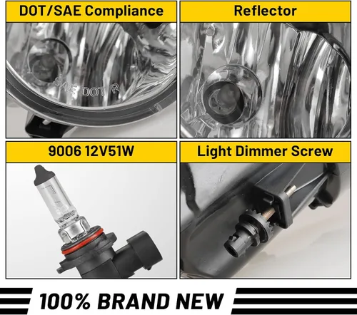 Miniatura 7 de Faros antiniebla compatibles con Toyota Tundra 2000-2006 Sequoia 2001-2007 con bombillas 9006 12V 51W Lámparas de conducción de repuesto incluido