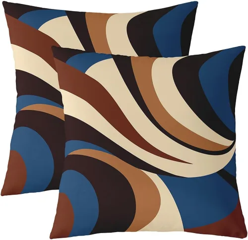 Miniatura 34 de Juego de 2 fundas de almohada abstractas de 16 x 16 pulgadas para niños, niñas, adolescentes, decoración de dormitorio, moderna a rayas, decoración